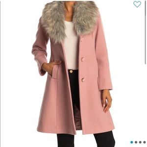 NWT Kate Spade Wool Coat with Faux Fur Trim